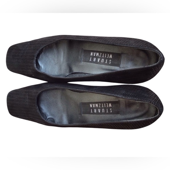 Stuart Weitzman Black Leather Slip On Heeled Shoes Size 5B - Picture 6 of 8